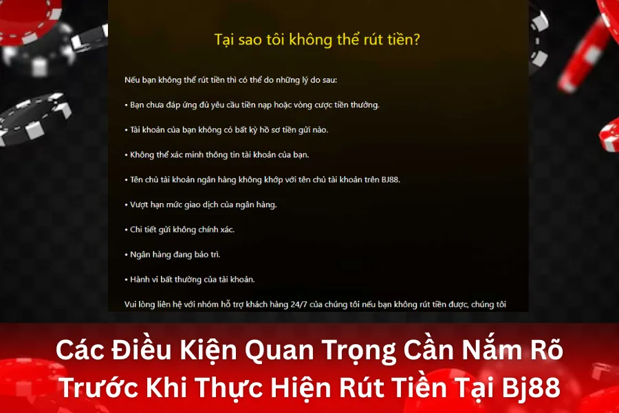 Các Điều Kiện Quan Trọng Cần Nắm Rõ Trước Khi Thực Hiện Rút Tiền Tại Bj88