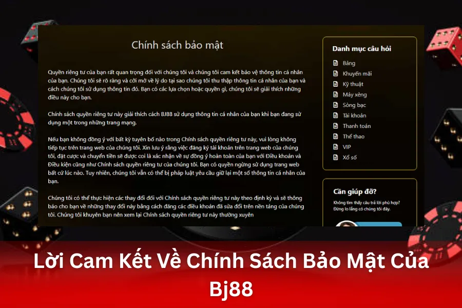 Lời Cam Kết Về Chính Sách Bảo Mật Của Bj88